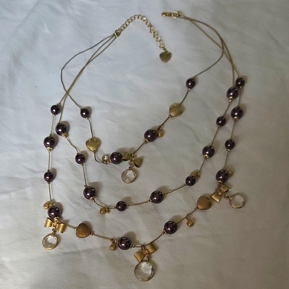 Betsey Johnson Gold and Brown Beaded Necklace